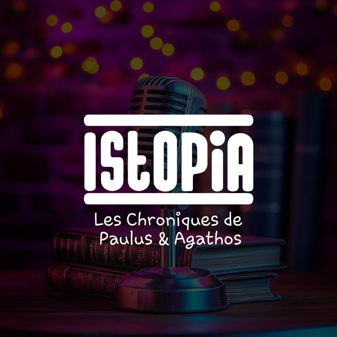 Présentation Branding Istopia (podcast de vulgarisation historique), page présentant le logo et l'identité graphique développée par LG Graphics
